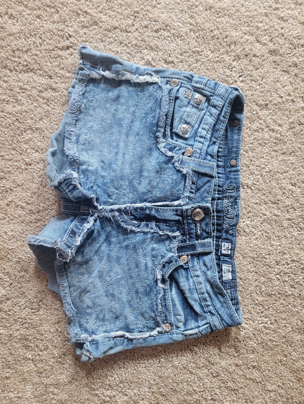 Miss Me Original Style Shorts Blingy Rhinestone Jeweled Jean Denim